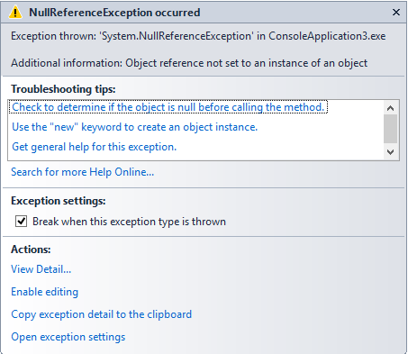 Exception Setting Customer Feedback