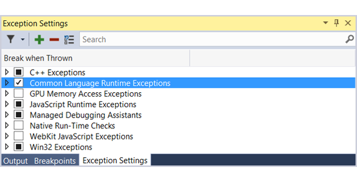 Exception Setting After