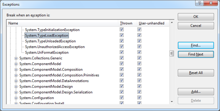 Exception Setting Before
